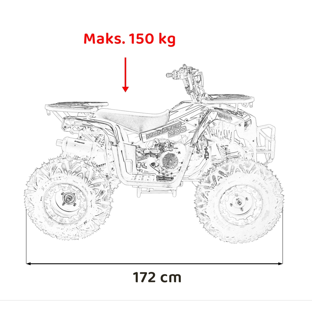 Benzininis keturratis 200CC MONSTER, Orange-Elektromobiliai vaikams, Keturračiai ir bagiai-e-vaikas