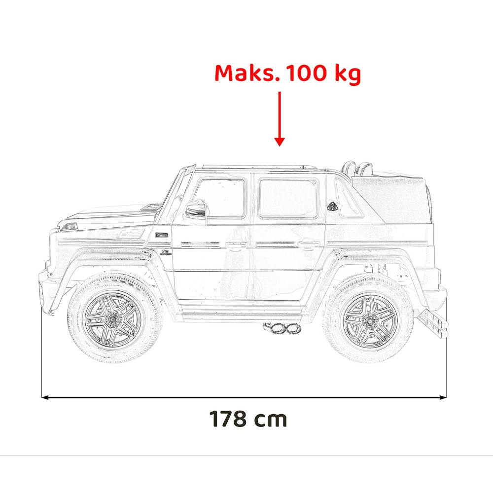 Elektromobilis Mercedes Benz MAYBACH G650, White-Elektromobiliai vaikams, Visureigiai-e-vaikas