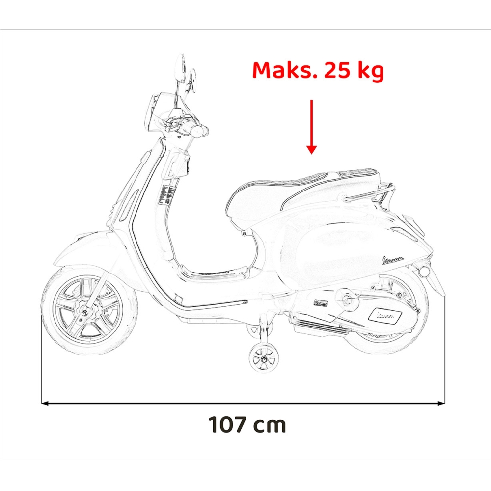 Elektrinis motoroleris Vespa ROMA, Red-Elektromobiliai vaikams, Motociklai-e-vaikas