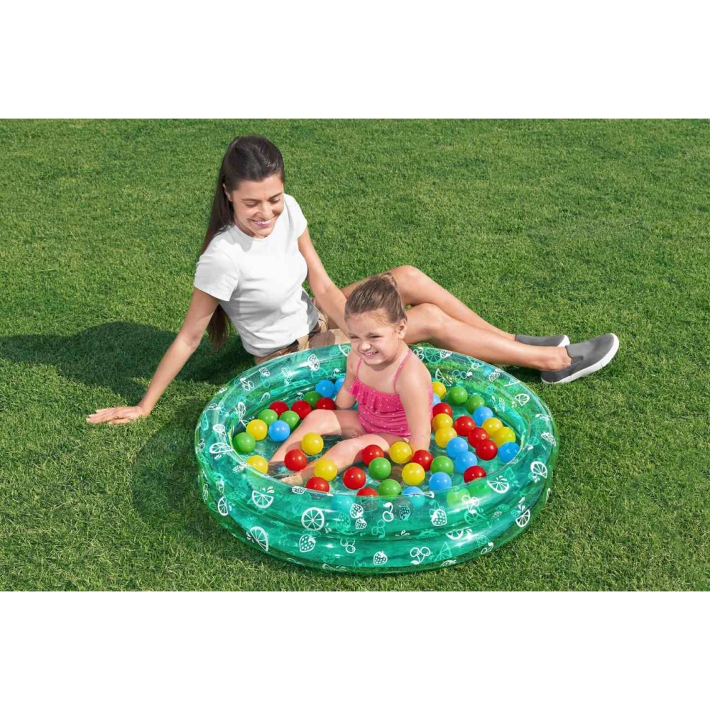 Pripučiamas baseinas BESTWAY 91x20cm + kamuoliukai, žalias