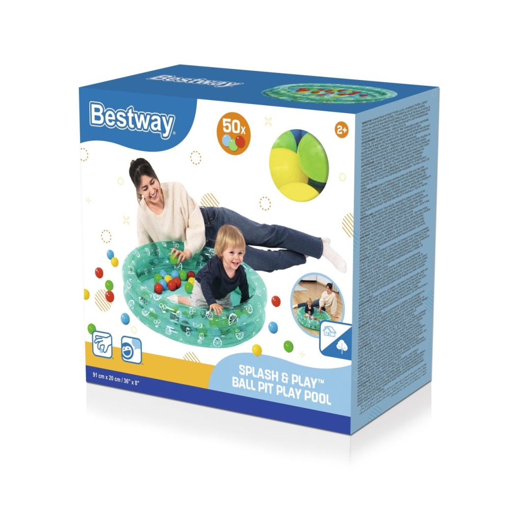 Pripučiamas baseinas BESTWAY 91x20cm + kamuoliukai, žalias