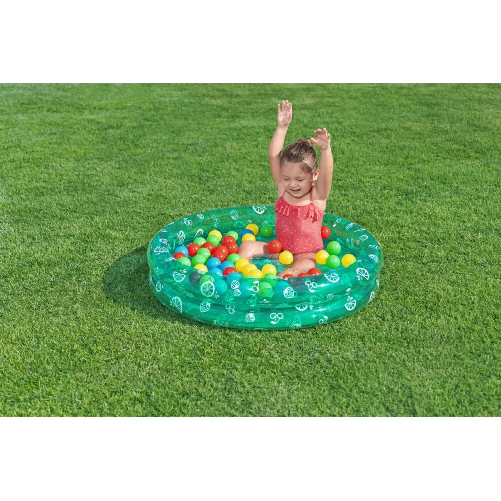 Pripučiamas baseinas BESTWAY 91x20cm + kamuoliukai, žalias