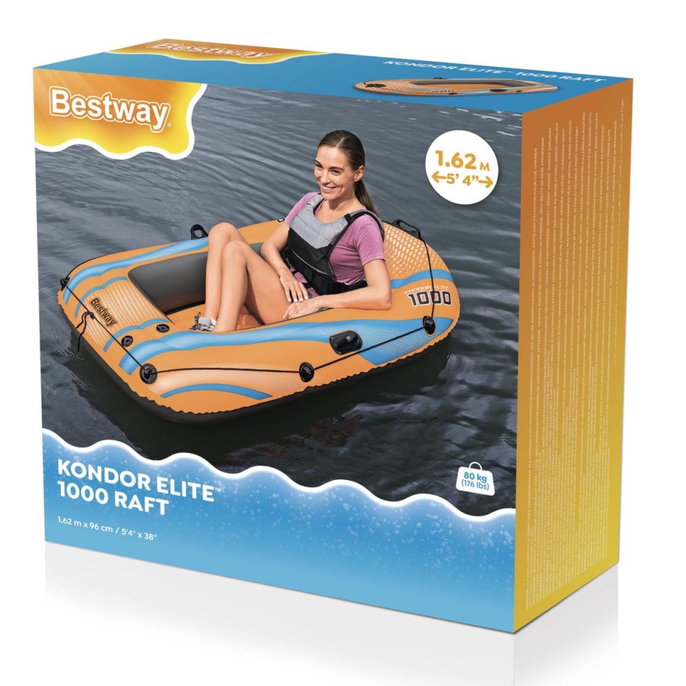 KONDOR ELITE 1000 pontonas, 162 cm x 96 cm BESTWAY-Namai, laisvalaikis, turizmas, Pripučiamos valtys, irklai-e-vaikas