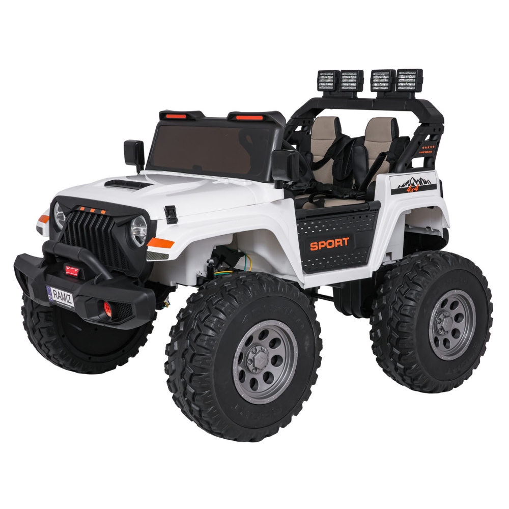 Elektromobilis Extreme Sport 4x4, kintamo dydžio, White-Elektromobiliai vaikams, Visureigiai-e-vaikas