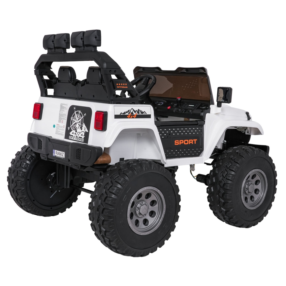 Elektromobilis Extreme Sport 4x4, kintamo dydžio, White-Elektromobiliai vaikams, Visureigiai-e-vaikas