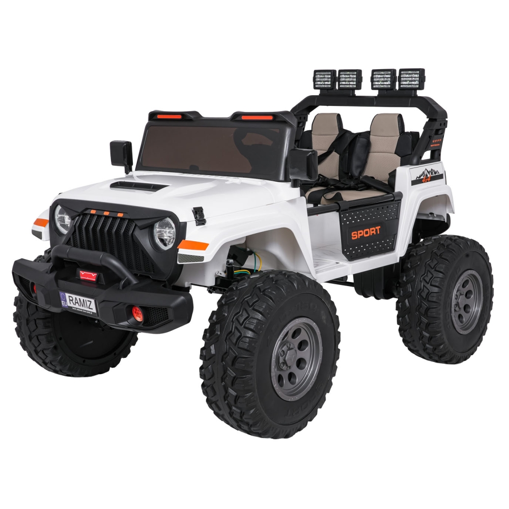 Elektromobilis Extreme Sport 4x4, kintamo dydžio, White-Elektromobiliai vaikams, Visureigiai-e-vaikas