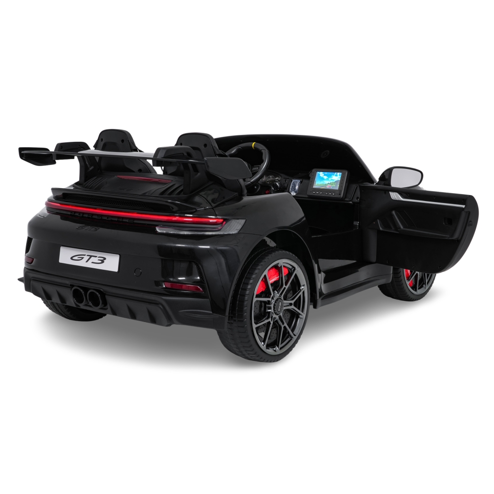 Dvivietis elektromobilis Porsche 911 GT3 MP4, Black-Elektromobiliai vaikams, Mašinos-e-vaikas
