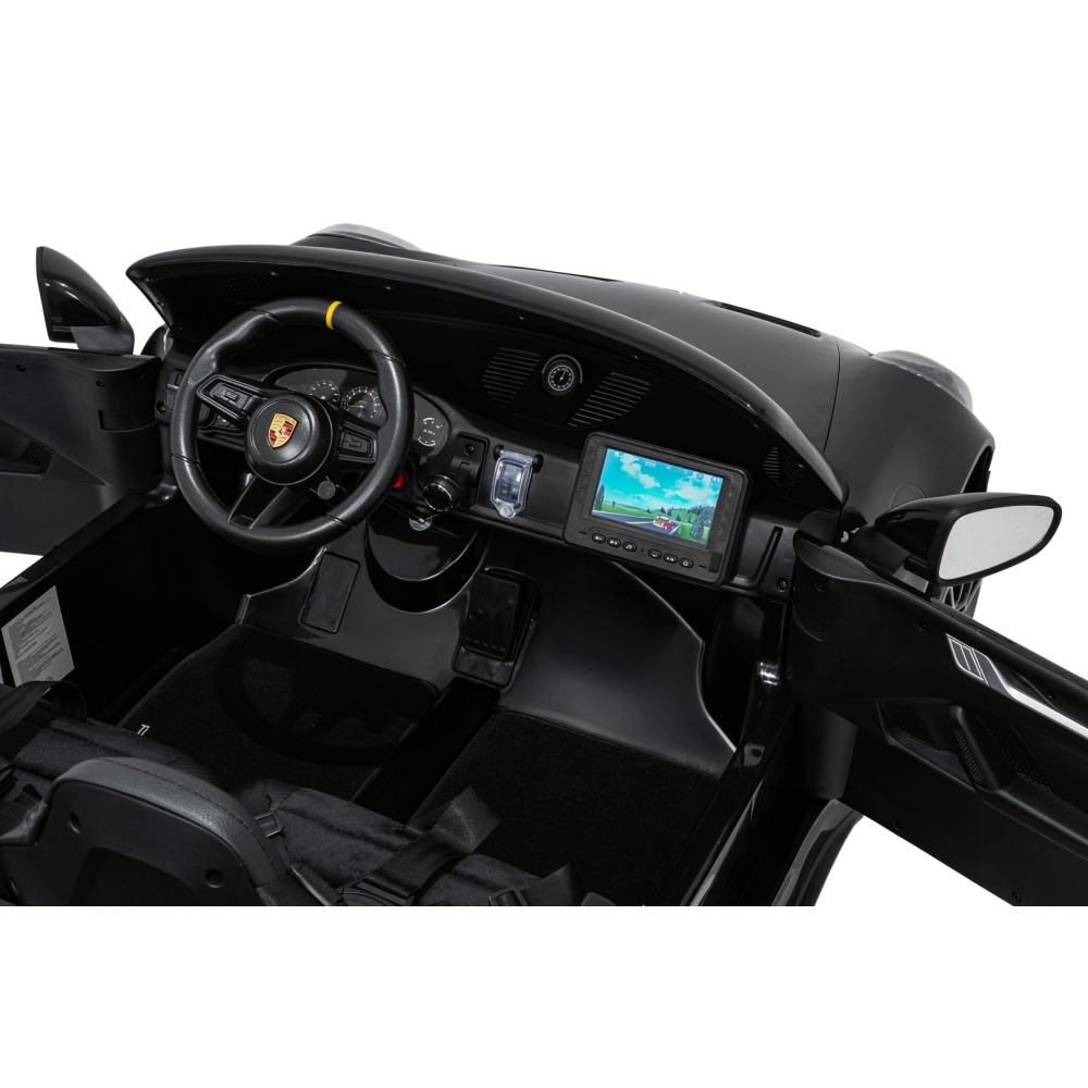Dvivietis elektromobilis Porsche 911 GT3 MP4, Black-Elektromobiliai vaikams, Mašinos-e-vaikas