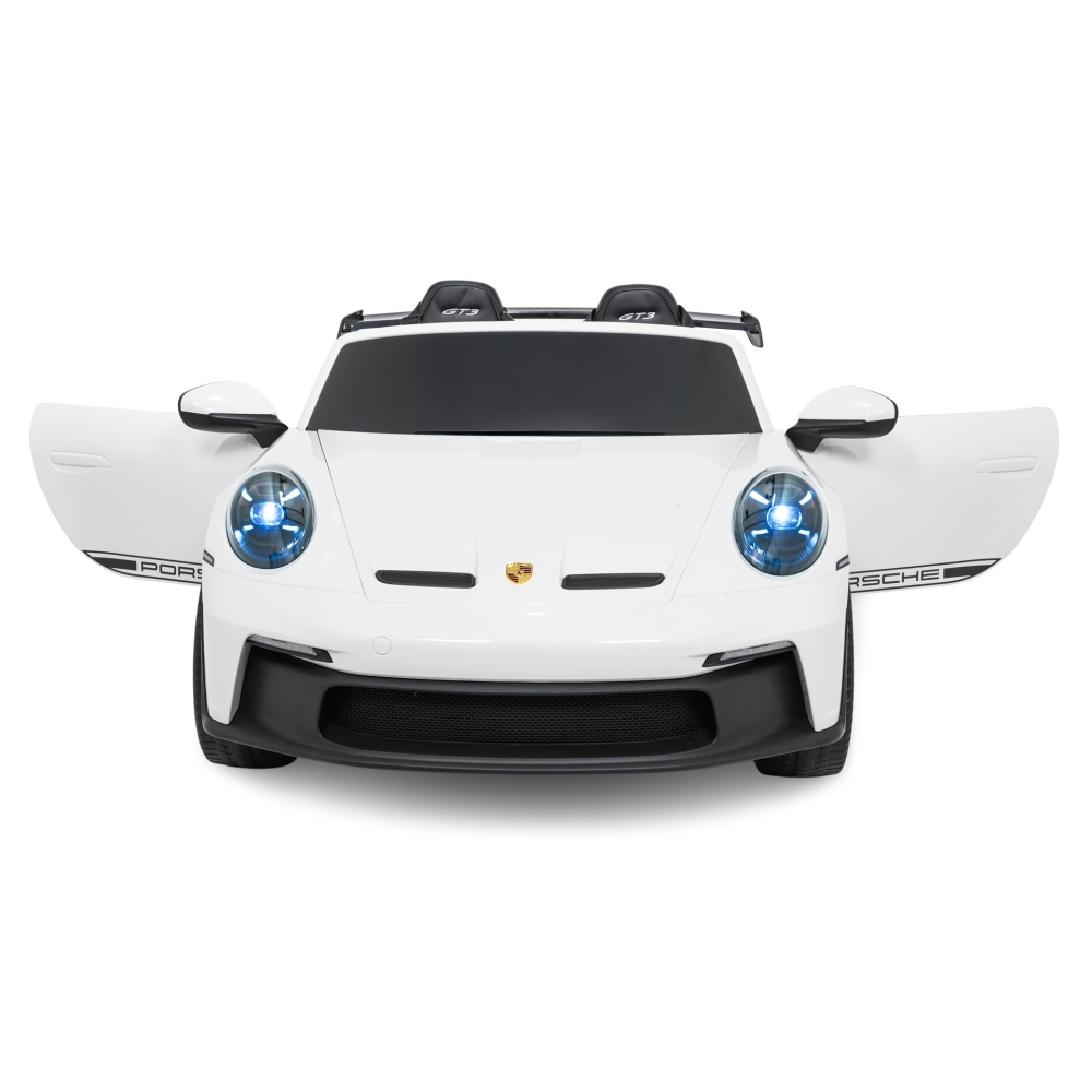 Dvivietis elektromobilis Porsche 911 GT3 MP4, White-Elektromobiliai vaikams, Mašinos-e-vaikas