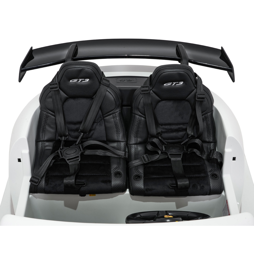 Dvivietis elektromobilis Porsche 911 GT3 MP4, White-Elektromobiliai vaikams, Mašinos-e-vaikas