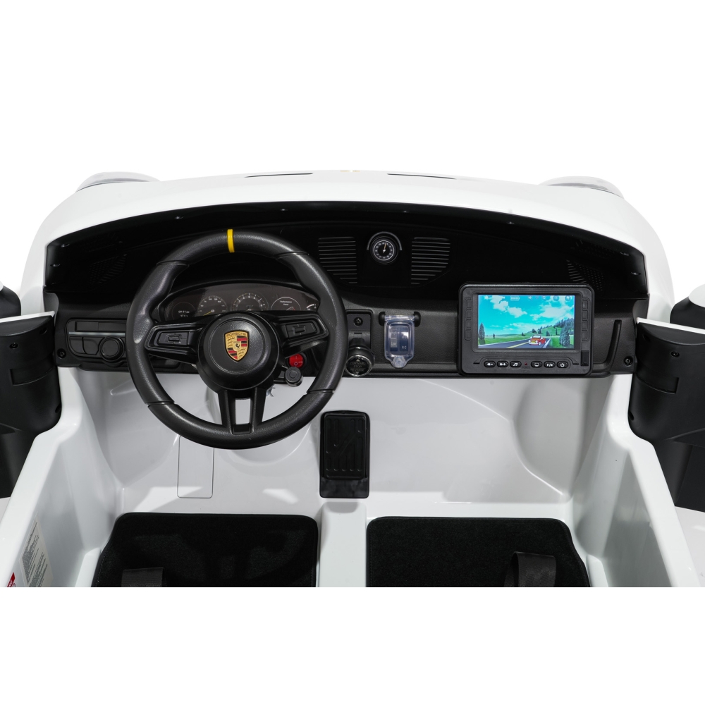 Dvivietis elektromobilis Porsche 911 GT3 MP4, White-Elektromobiliai vaikams, Mašinos-e-vaikas