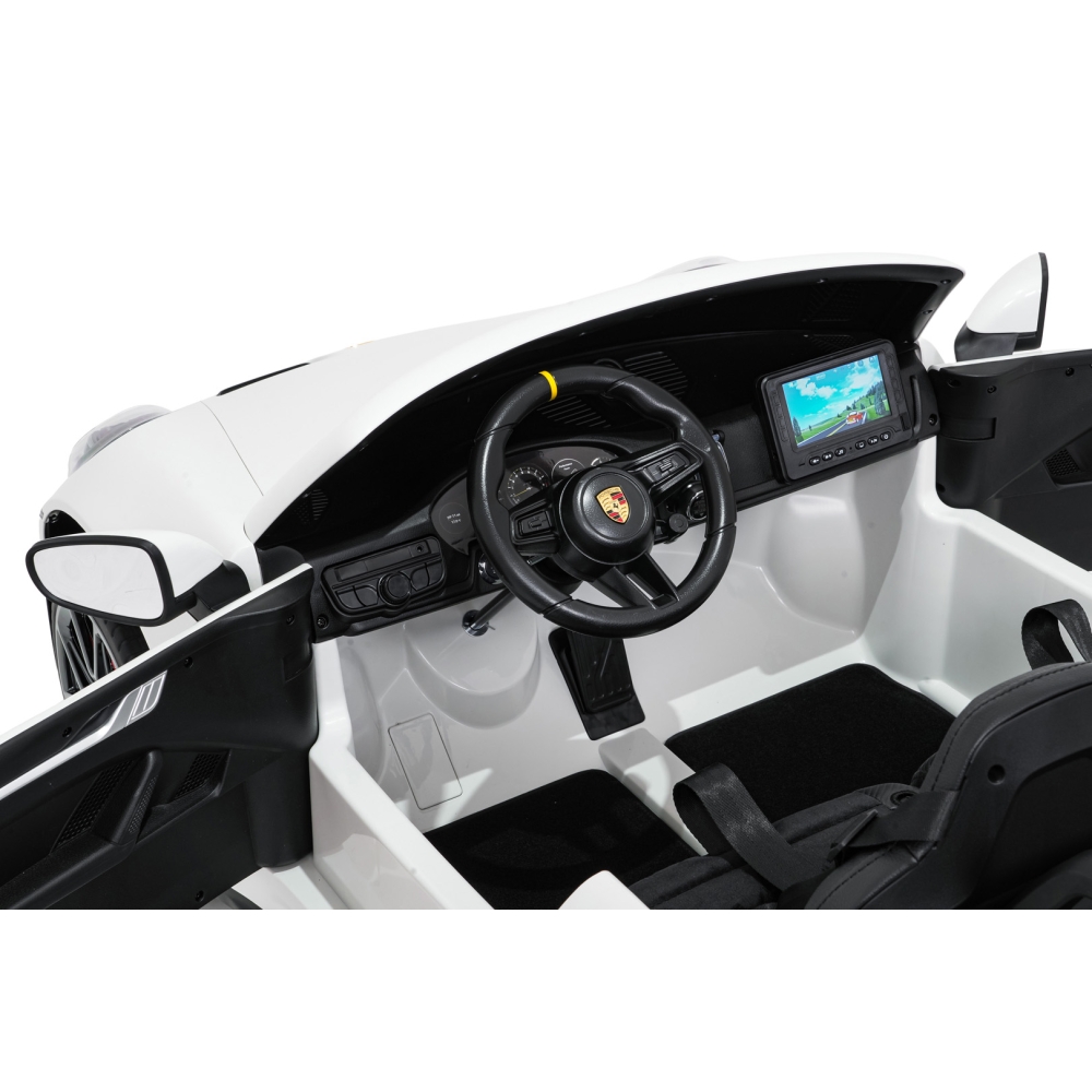 Dvivietis elektromobilis Porsche 911 GT3 MP4, White-Elektromobiliai vaikams, Mašinos-e-vaikas