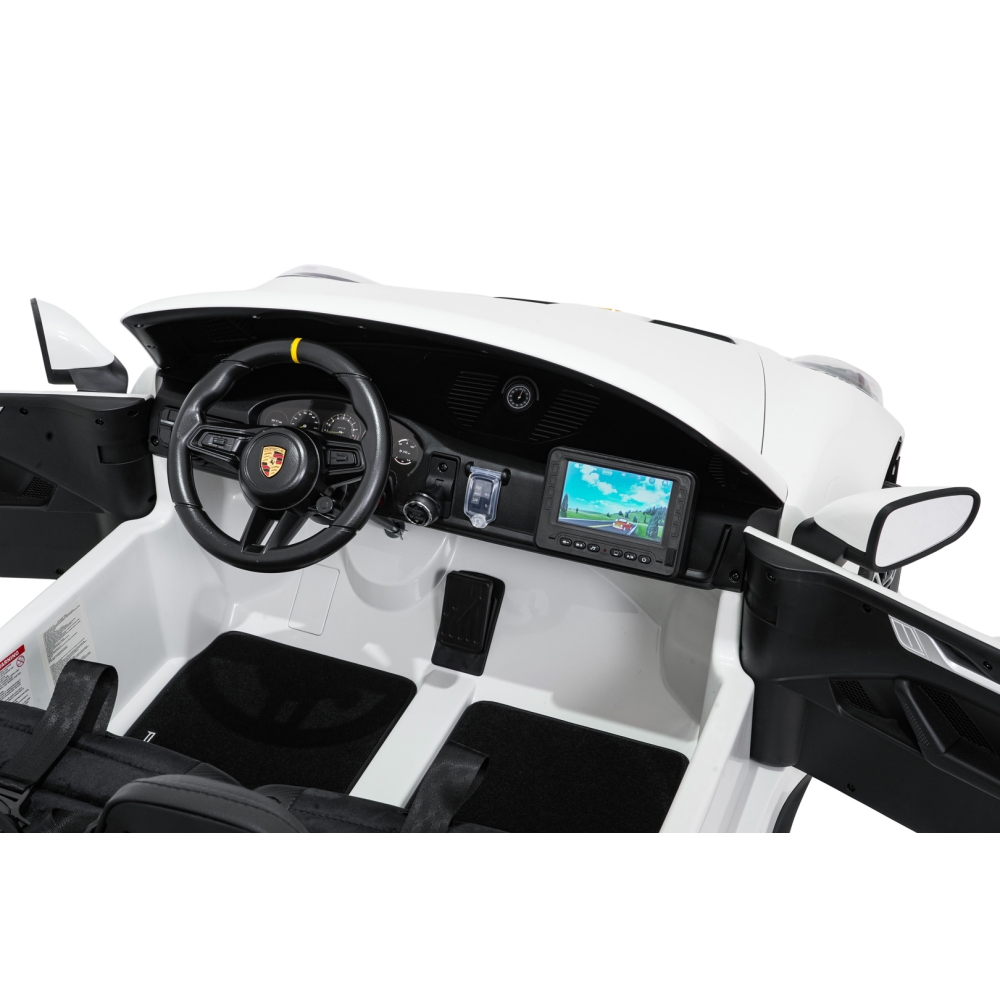 Dvivietis elektromobilis Porsche 911 GT3 MP4, White-Elektromobiliai vaikams, Mašinos-e-vaikas