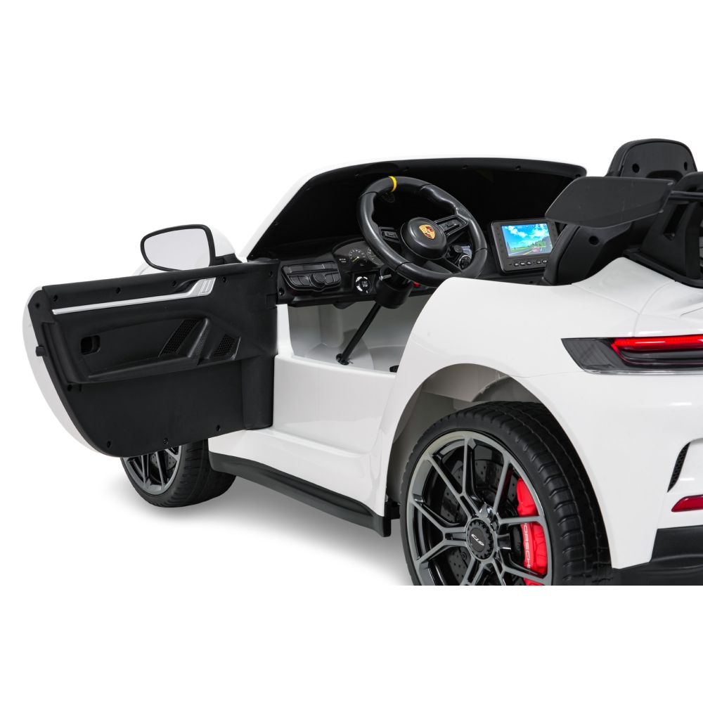 Dvivietis elektromobilis Porsche 911 GT3 MP4, White-Elektromobiliai vaikams, Mašinos-e-vaikas