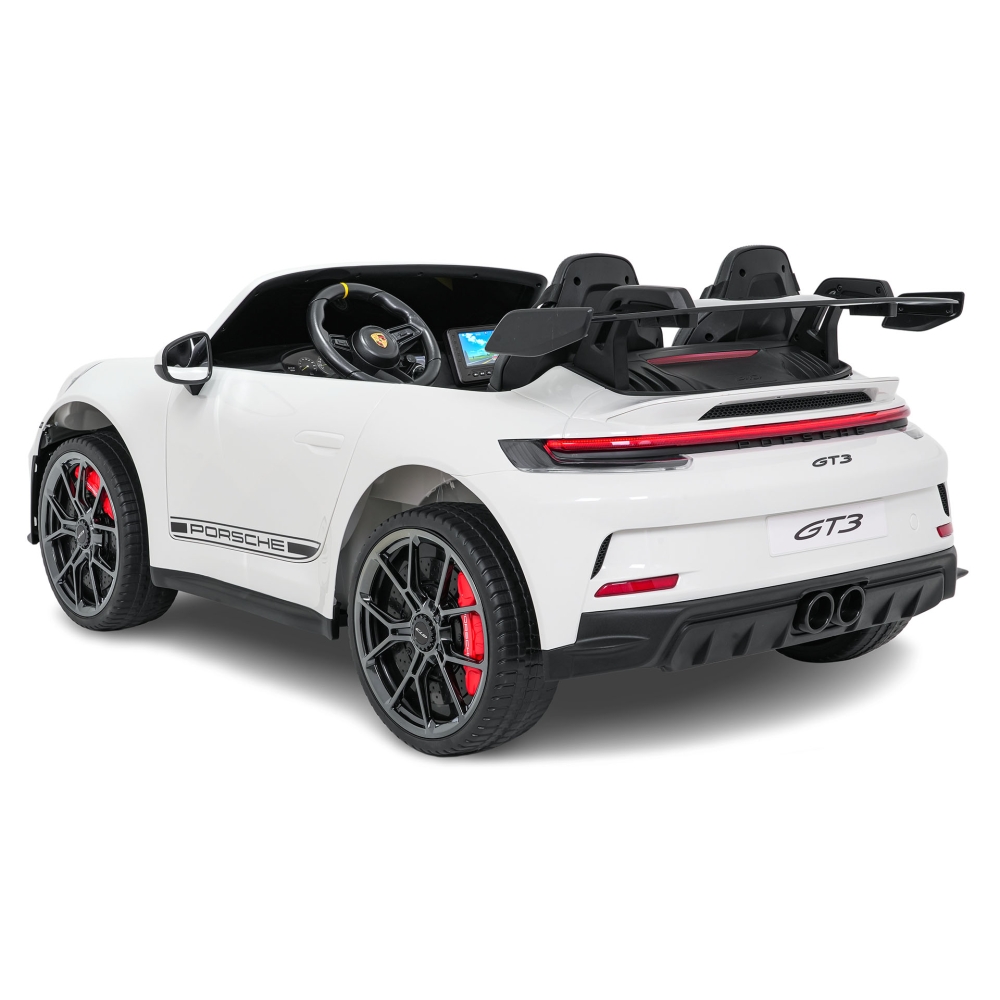 Dvivietis elektromobilis Porsche 911 GT3 MP4, White-Elektromobiliai vaikams, Mašinos-e-vaikas