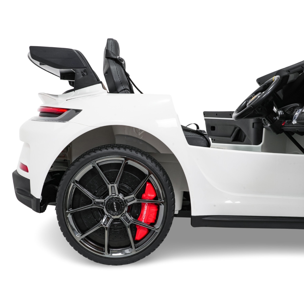 Dvivietis elektromobilis Porsche 911 GT3 MP4, White-Elektromobiliai vaikams, Mašinos-e-vaikas
