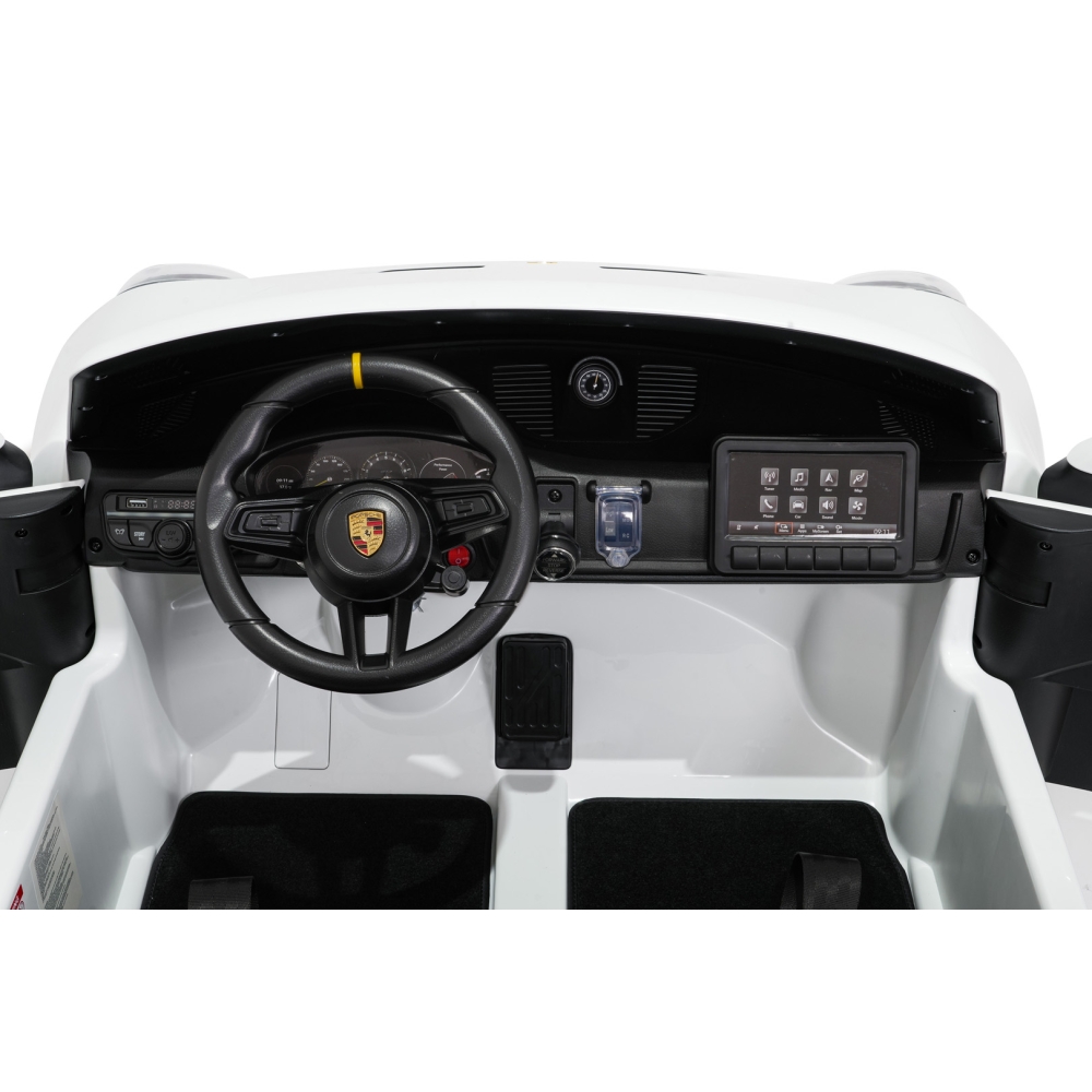Dvivietis elektromobilis Porsche 911 GT3 STRONG, White-Elektromobiliai vaikams, Mašinos-e-vaikas