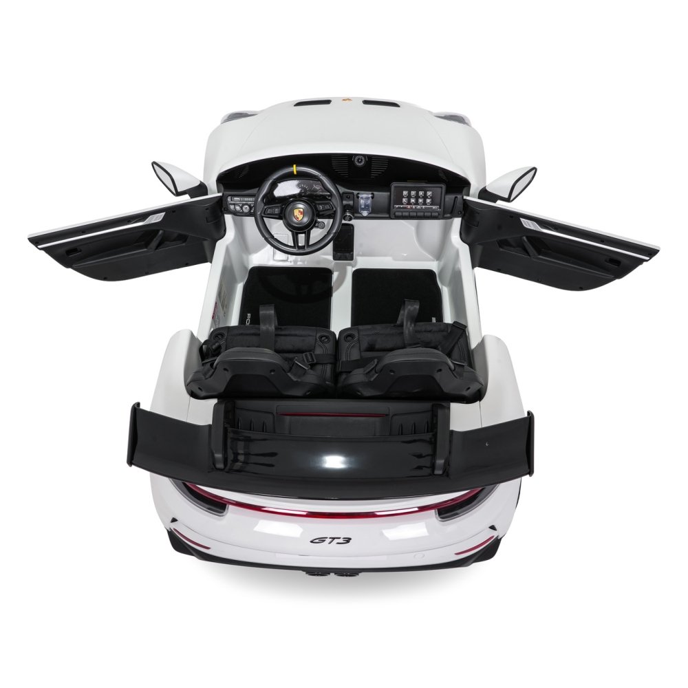 Dvivietis elektromobilis Porsche 911 GT3 STRONG, White-Elektromobiliai vaikams, Mašinos-e-vaikas