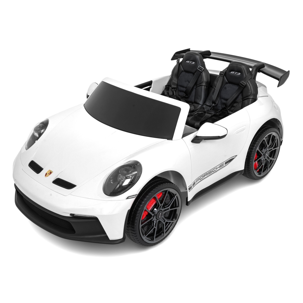 Dvivietis elektromobilis Porsche 911 GT3 STRONG MP4, White-Elektromobiliai vaikams, Mašinos-e-vaikas