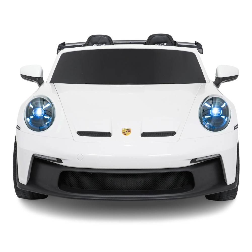 Dvivietis elektromobilis Porsche 911 GT3 STRONG MP4, White-Elektromobiliai vaikams, Mašinos-e-vaikas