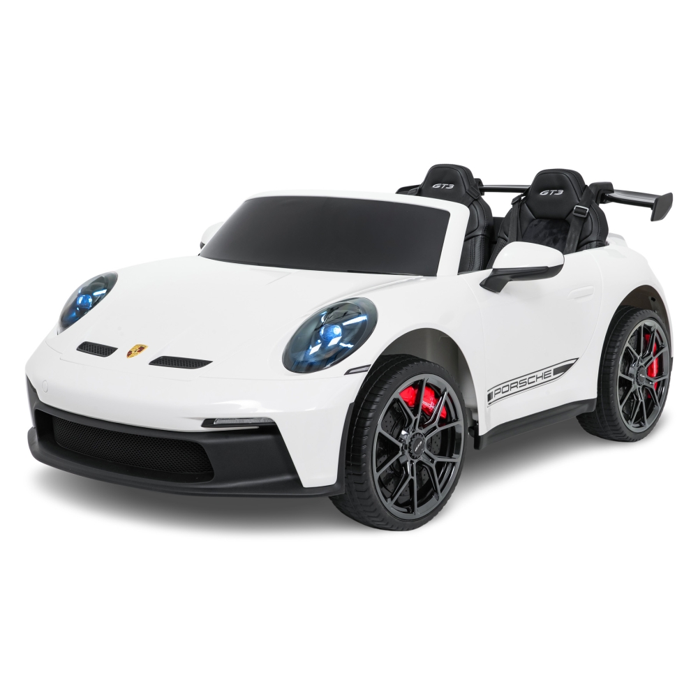 Dvivietis elektromobilis Porsche 911 GT3 STRONG MP4, White-Elektromobiliai vaikams, Mašinos-e-vaikas