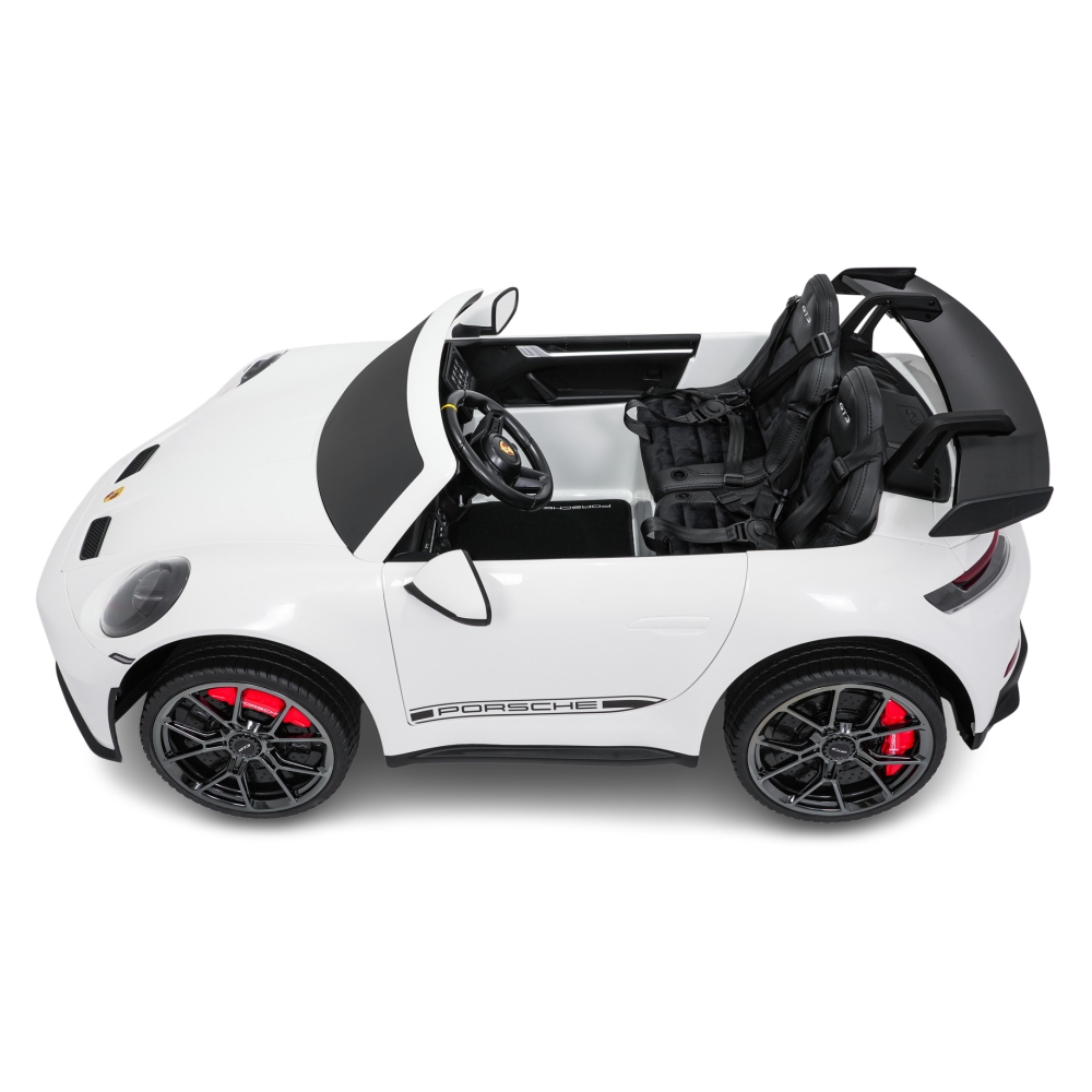 Dvivietis elektromobilis Porsche 911 GT3 STRONG MP4, White-Elektromobiliai vaikams, Mašinos-e-vaikas