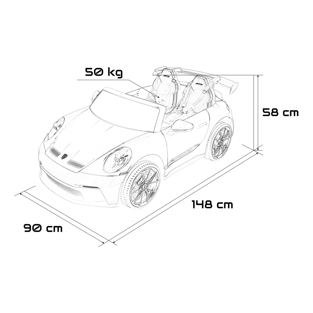 Dvivietis elektromobilis Porsche 911 GT3 STRONG MP4, White-Elektromobiliai vaikams, Mašinos-e-vaikas