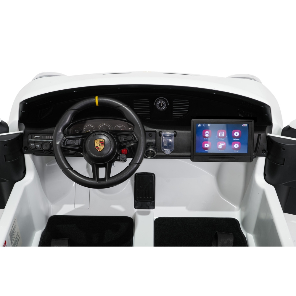 Dvivietis elektromobilis Porsche 911 GT3 STRONG MP4, White-Elektromobiliai vaikams, Mašinos-e-vaikas