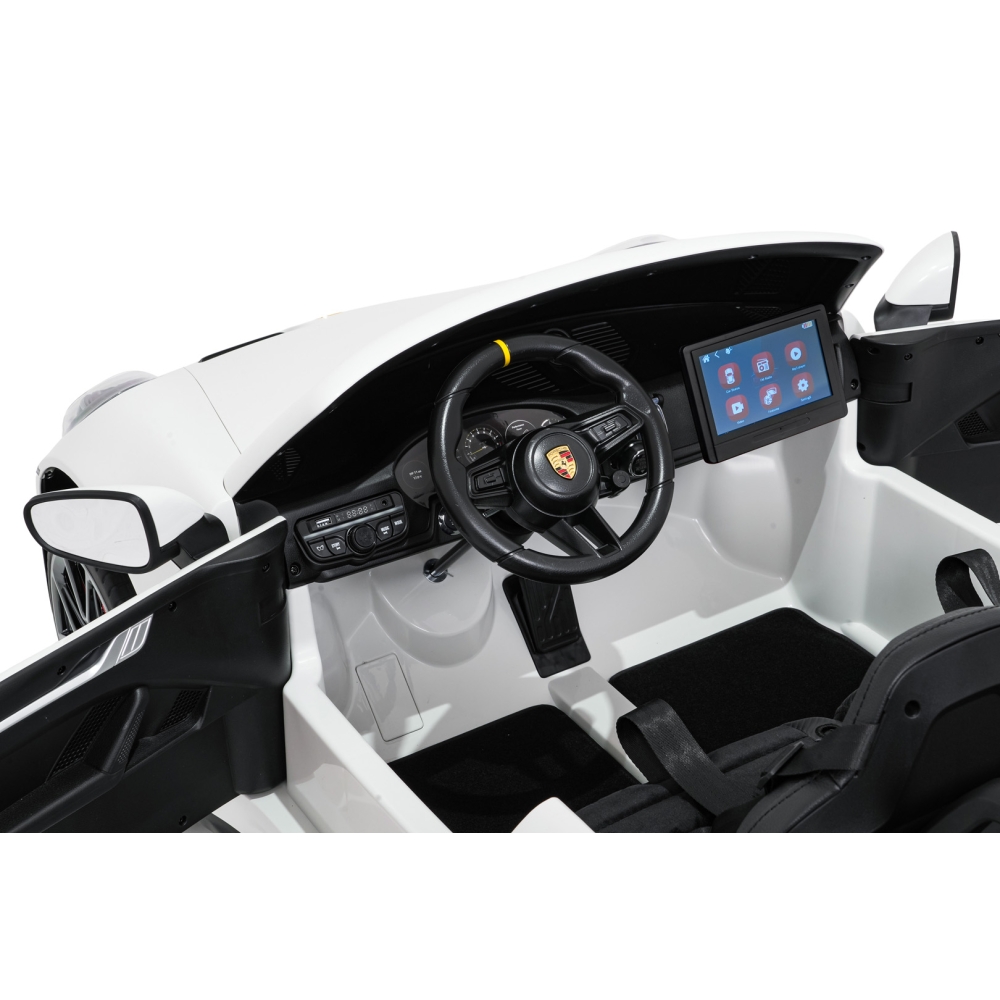 Dvivietis elektromobilis Porsche 911 GT3 STRONG MP4, White-Elektromobiliai vaikams, Mašinos-e-vaikas