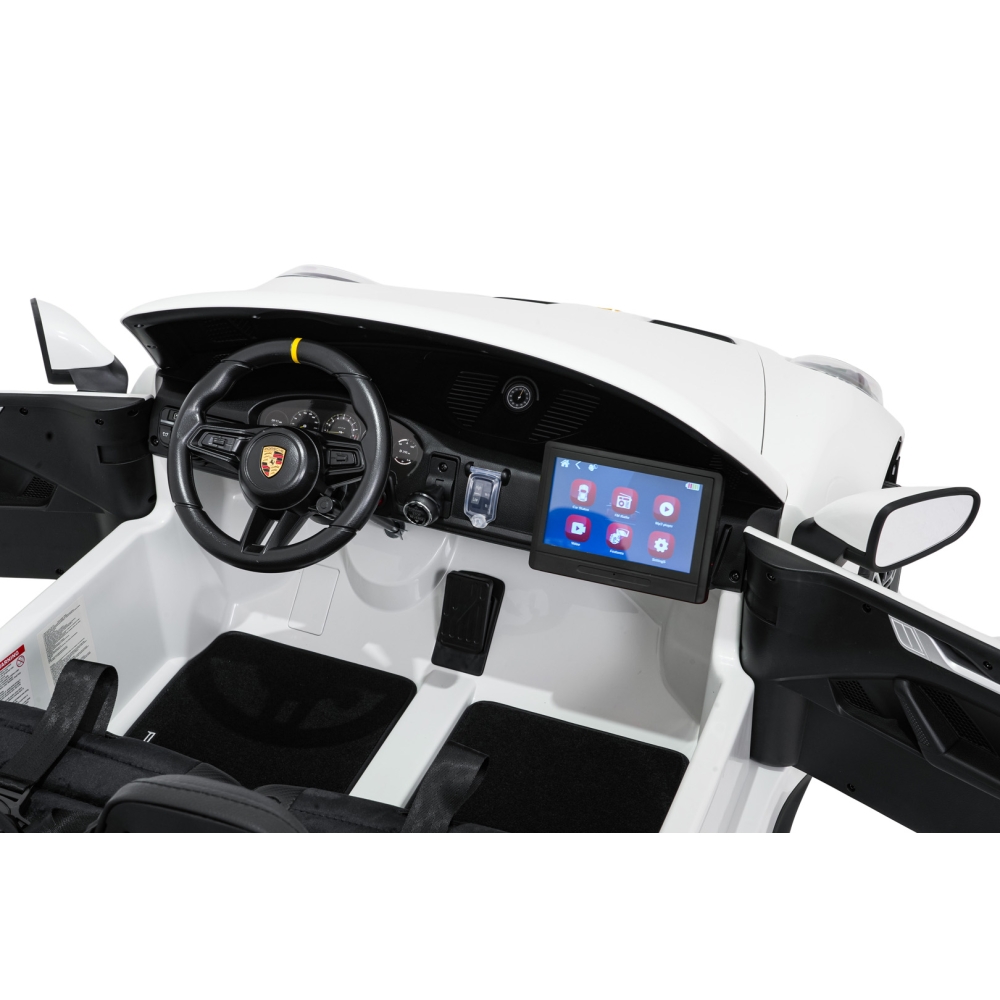 Dvivietis elektromobilis Porsche 911 GT3 STRONG MP4, White-Elektromobiliai vaikams, Mašinos-e-vaikas