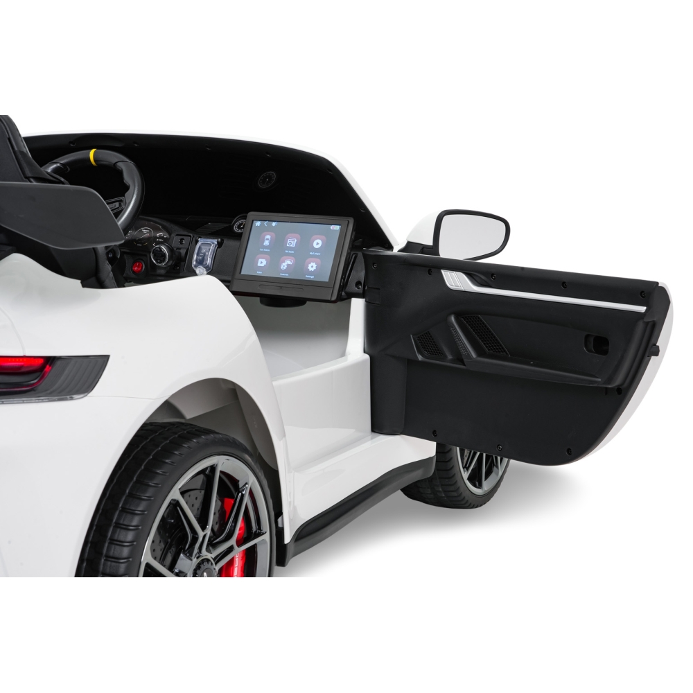 Dvivietis elektromobilis Porsche 911 GT3 STRONG MP4, White-Elektromobiliai vaikams, Mašinos-e-vaikas