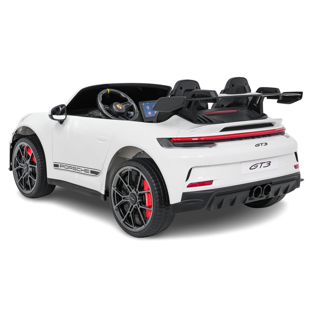 Dvivietis elektromobilis Porsche 911 GT3 STRONG MP4, White-Elektromobiliai vaikams, Mašinos-e-vaikas