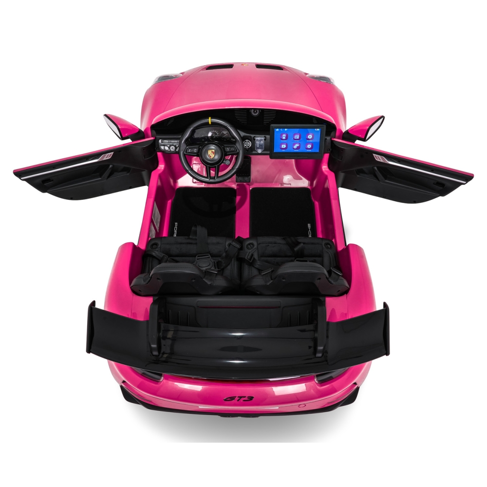 Dvivietis elektromobilis Porsche 911 GT3 STRONG MP4, Pink-Elektromobiliai vaikams, Mašinos-e-vaikas