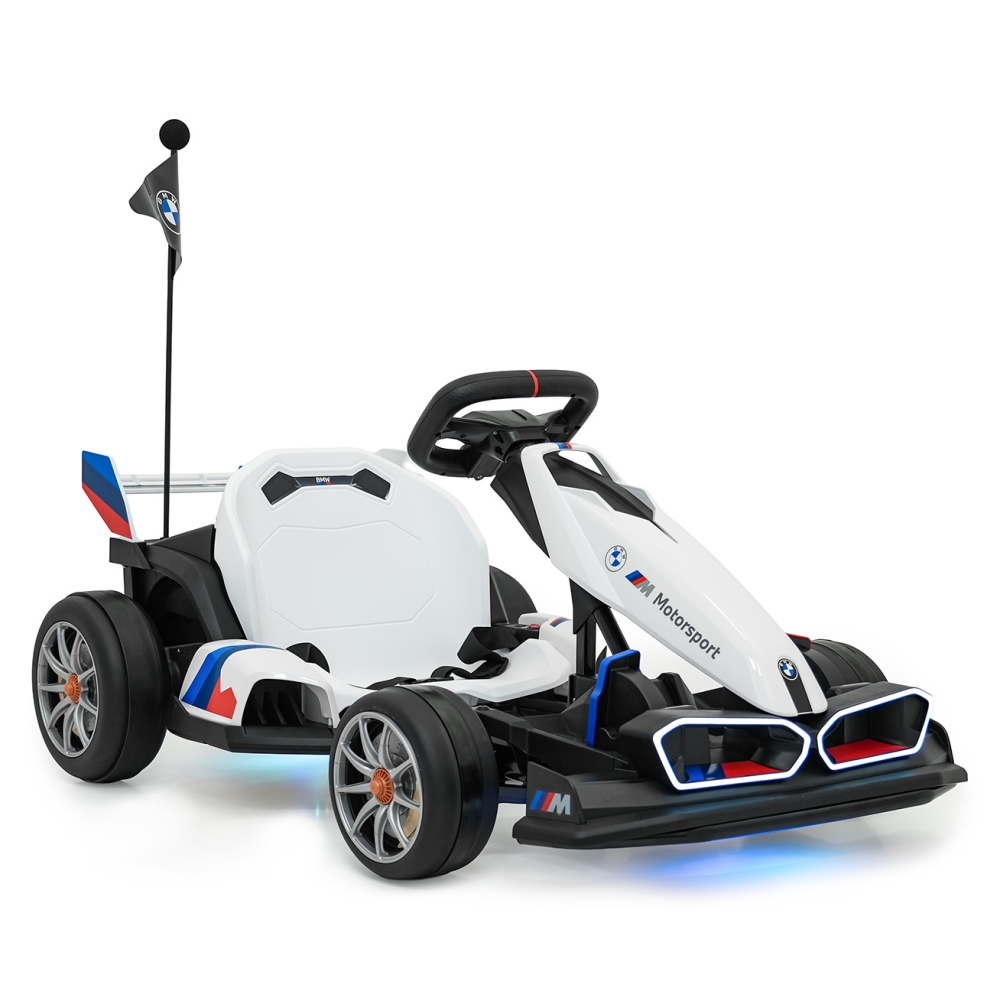 Elektrinis kartingas BMW su drifto funkcija, White-Elektromobiliai vaikams, Kartingai vaikams-e-vaikas