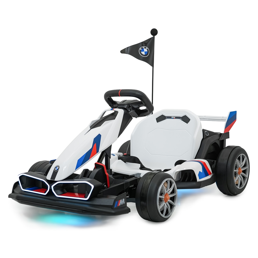 Elektrinis kartingas BMW su drifto funkcija, White-Elektromobiliai vaikams, Kartingai vaikams-e-vaikas