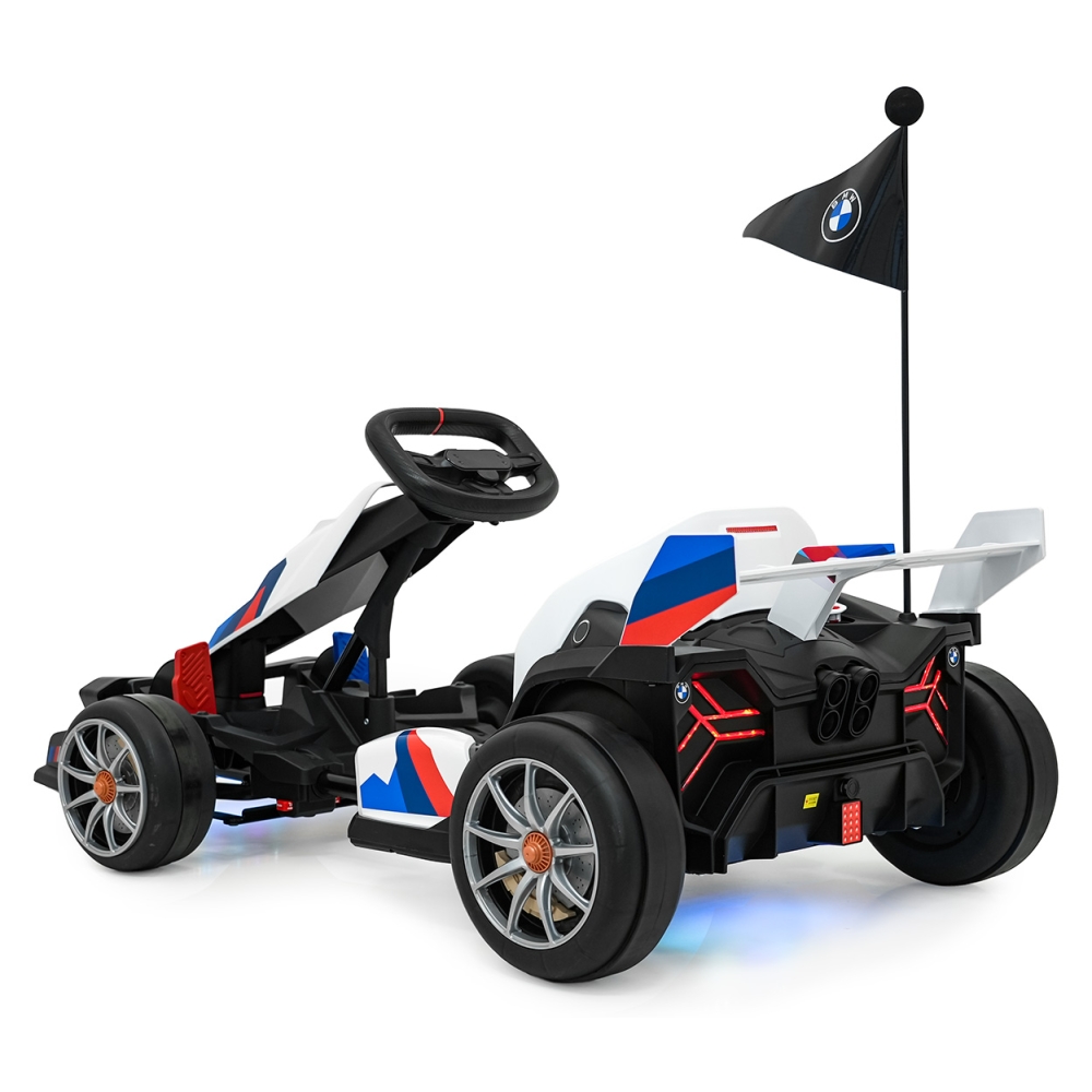 Elektrinis kartingas BMW su drifto funkcija, White-Elektromobiliai vaikams, Kartingai vaikams-e-vaikas