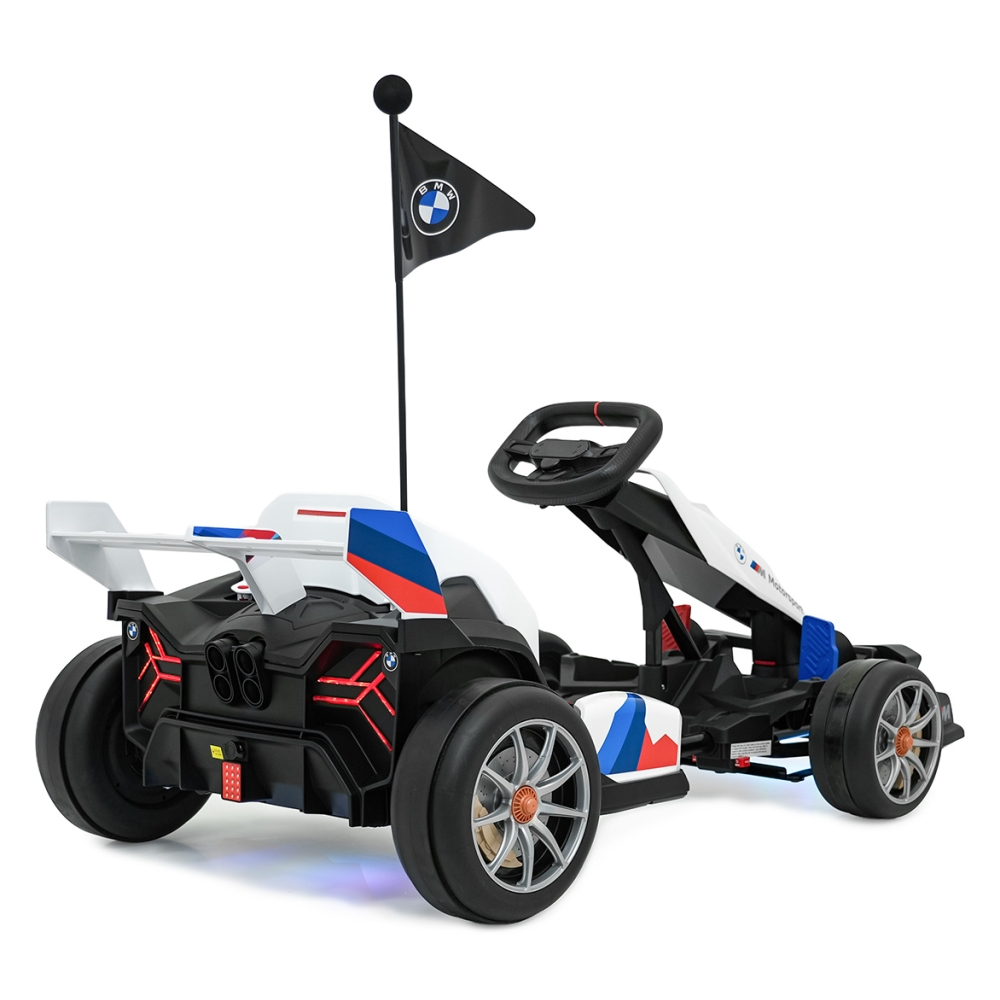 Elektrinis kartingas BMW su drifto funkcija, White-Elektromobiliai vaikams, Kartingai vaikams-e-vaikas