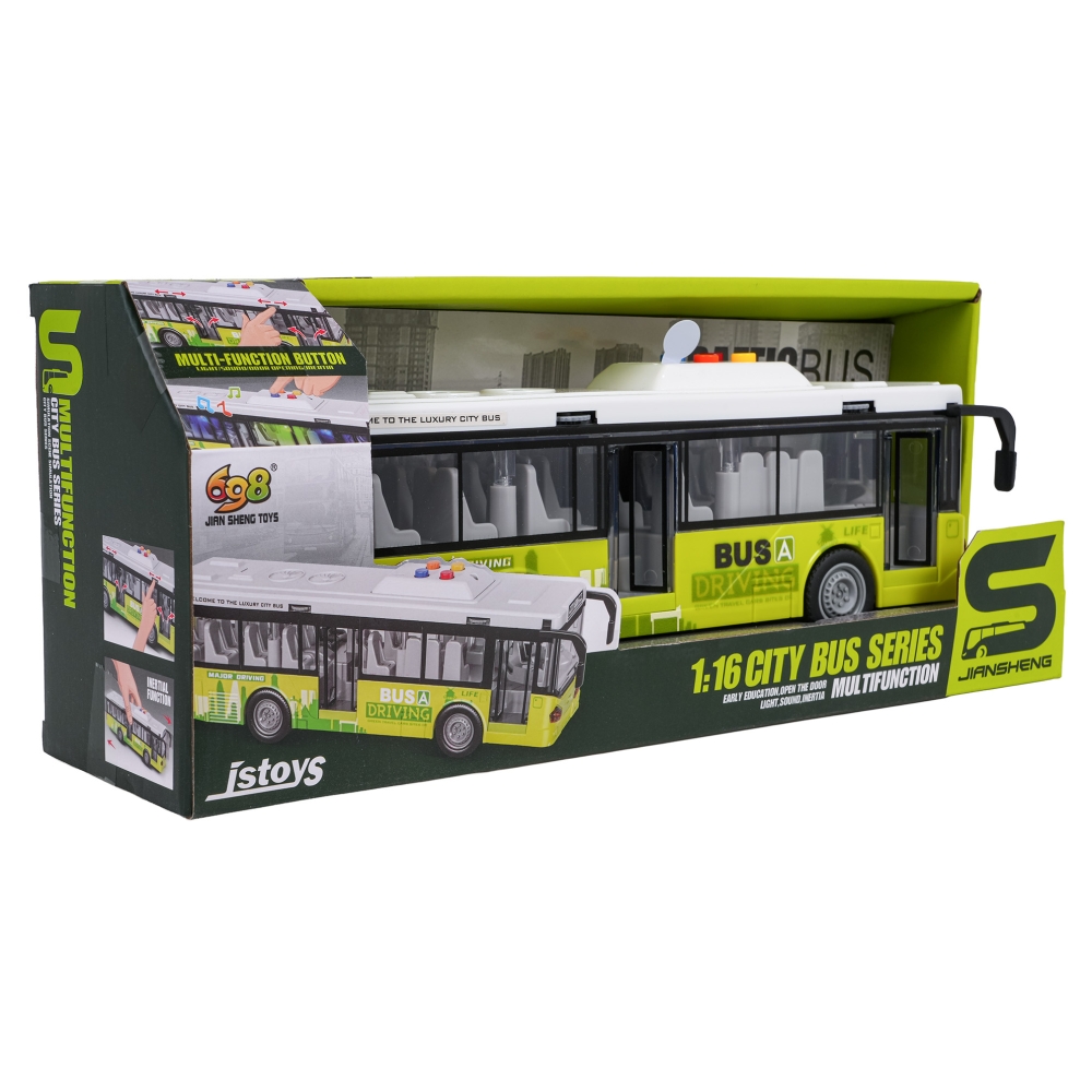 Autobusas su šviesomis ir garsu Žalias-Žaislai, Auto ir transporto žaislai, Mašinos-e-vaikas