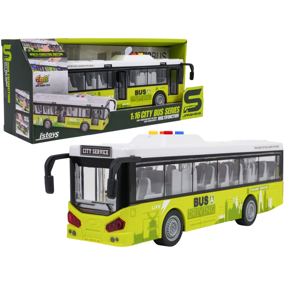 Autobusas su šviesomis ir garsu Žalias-Žaislai, Auto ir transporto žaislai, Mašinos-e-vaikas
