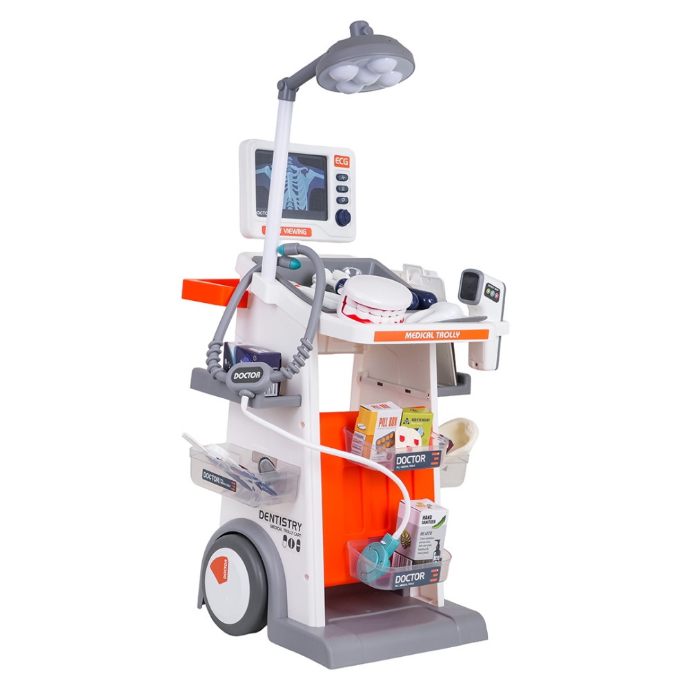 Gydytojo odontologo rinkinys su vežimėliu MEGA Doctor Orange + priedai-Žaislai, Profesijos, buities žaislai, Profesiniai žaislai