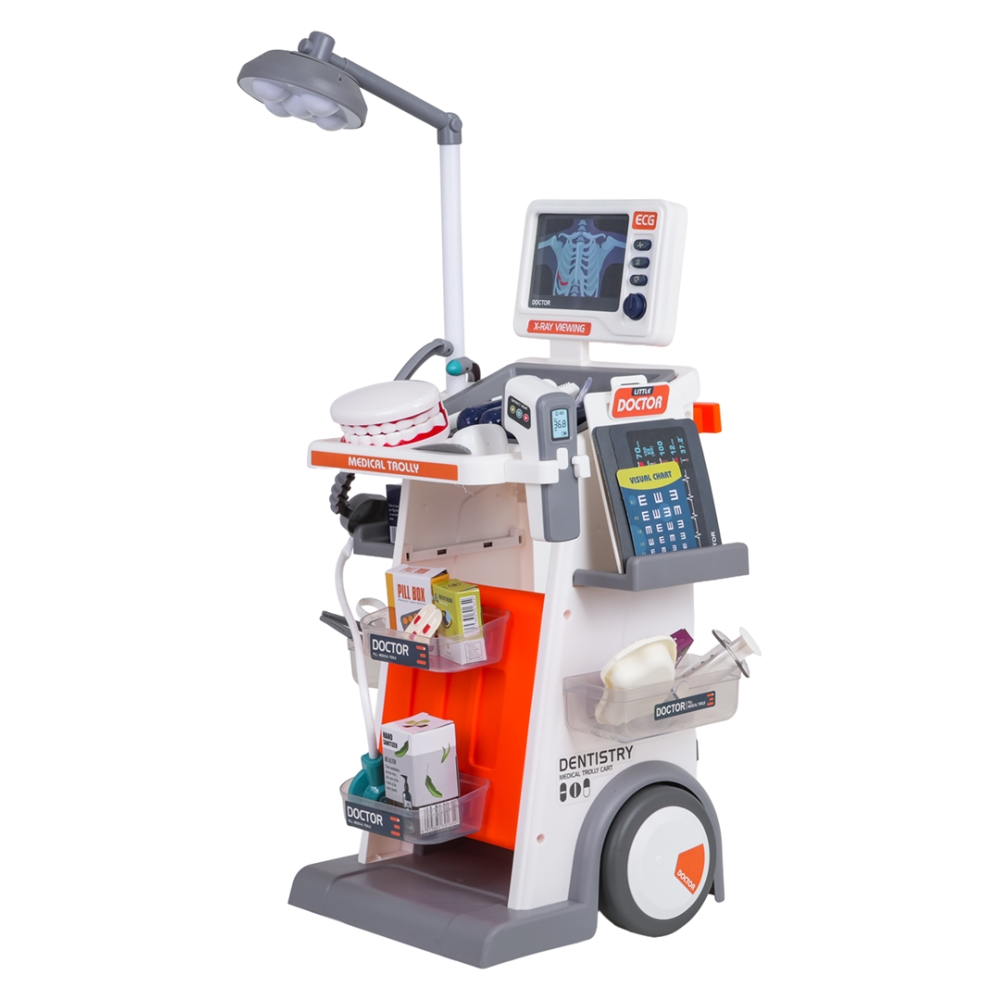 Gydytojo odontologo rinkinys su vežimėliu MEGA Doctor Orange + priedai-Žaislai, Profesijos, buities žaislai, Profesiniai žaislai