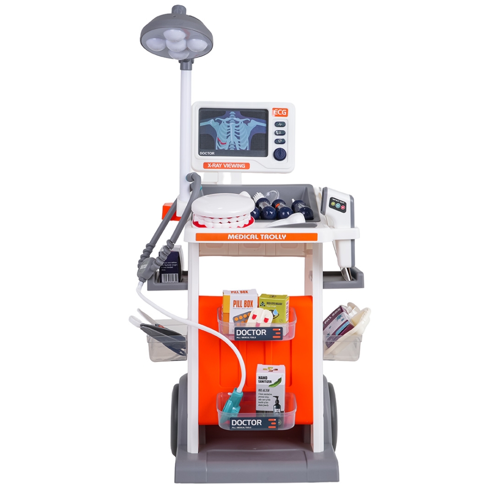 Gydytojo odontologo rinkinys su vežimėliu MEGA Doctor Orange + priedai-Žaislai, Profesijos, buities žaislai, Profesiniai žaislai