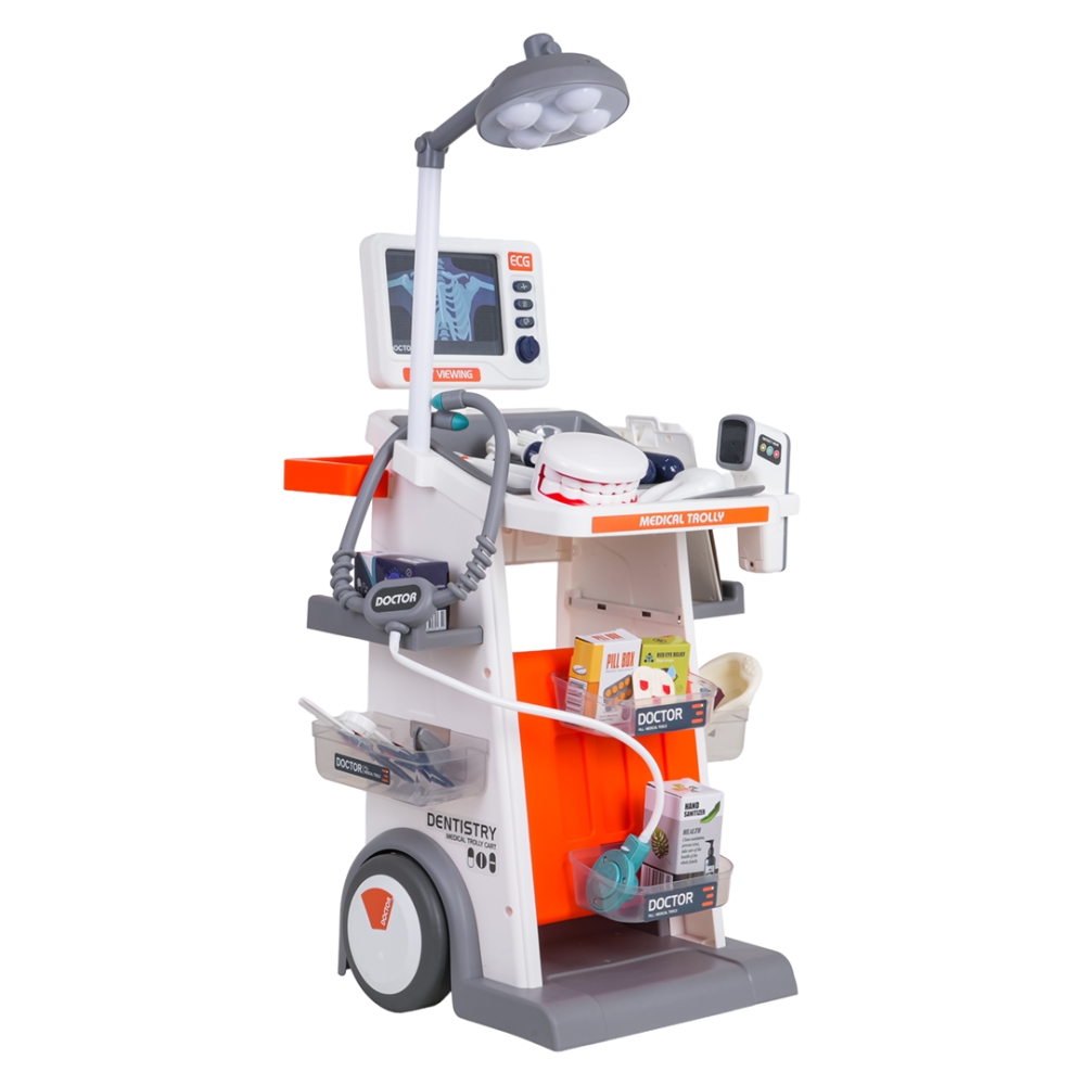 Gydytojo odontologo rinkinys su vežimėliu MEGA Doctor Orange + priedai-Žaislai, Profesijos, buities žaislai, Profesiniai žaislai