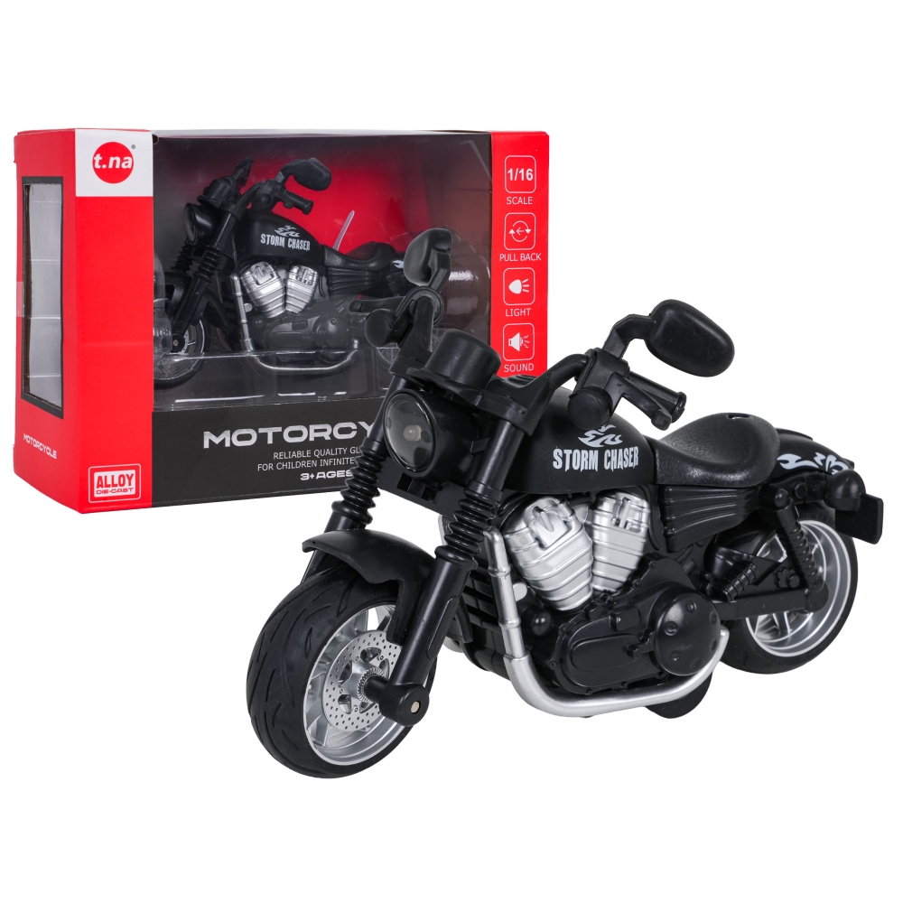 Metalinis motociklas juodas su šviesomis ir garso funkcija-Žaislai, Auto ir transporto žaislai, Motociklai-e-vaikas