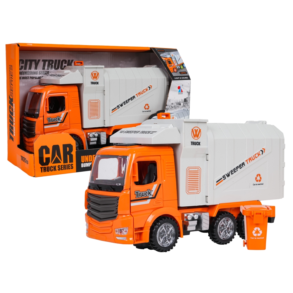 Šiukšliavežė su šviesos ir garso funkcija Oranžinė-Žaislai, Auto ir transporto žaislai, Mašinos-e-vaikas
