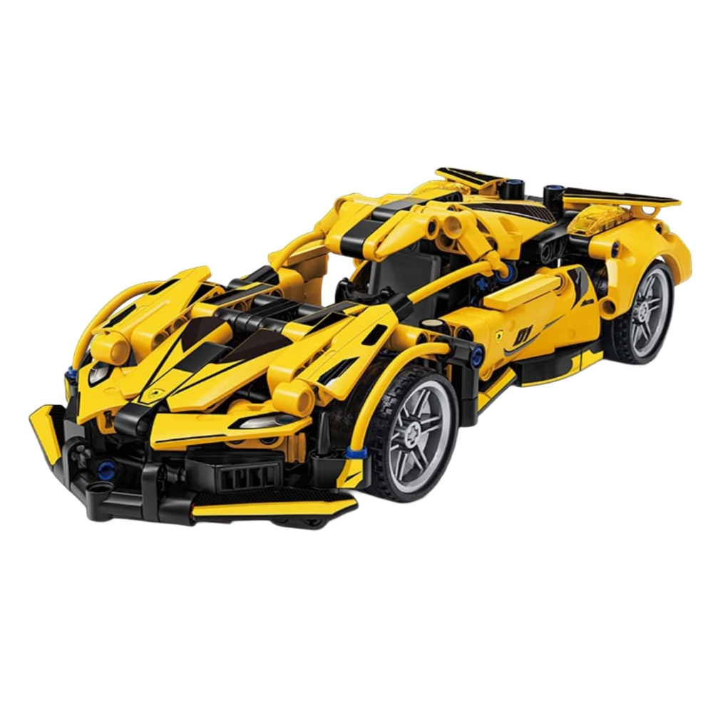 Konstruktorius Geltonas sportinis automobilis 422 el.-Žaislai, Konstruktoriai, Lego, statybiniai blokai-e-vaikas