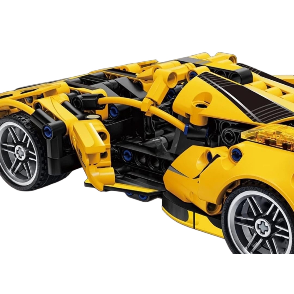 Konstruktorius Geltonas sportinis automobilis 422 el.-Žaislai, Konstruktoriai, Lego, statybiniai blokai-e-vaikas