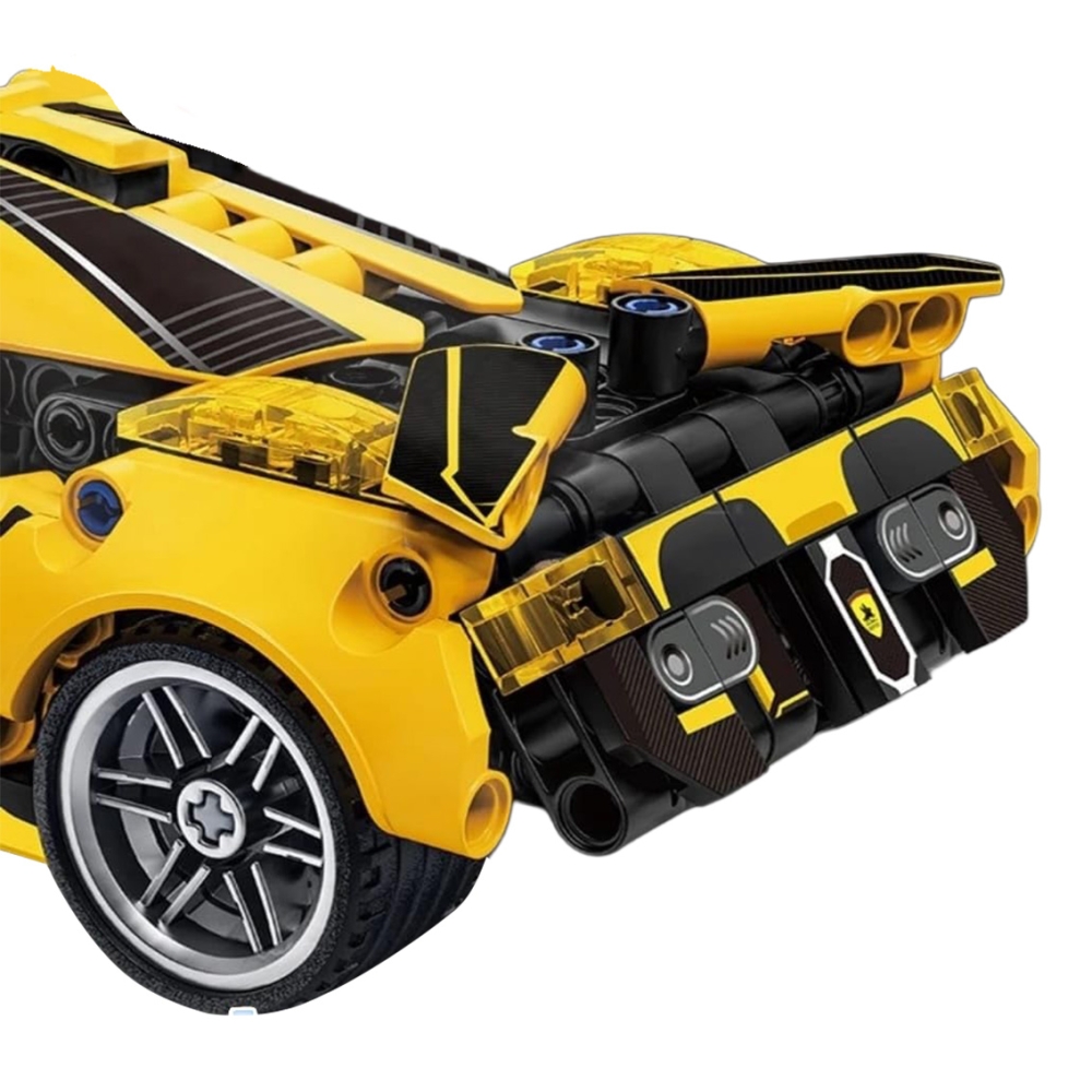 Konstruktorius Geltonas sportinis automobilis 422 el.-Žaislai, Konstruktoriai, Lego, statybiniai blokai-e-vaikas