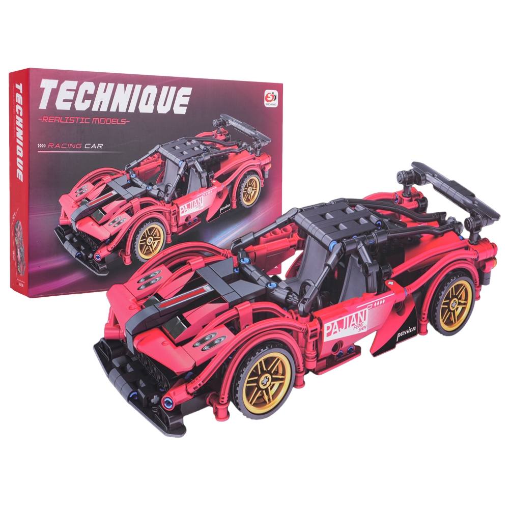 Konstruktorius Raudonas sportinis automobilis 482 el.-Žaislai, Konstruktoriai, Lego, statybiniai blokai-e-vaikas