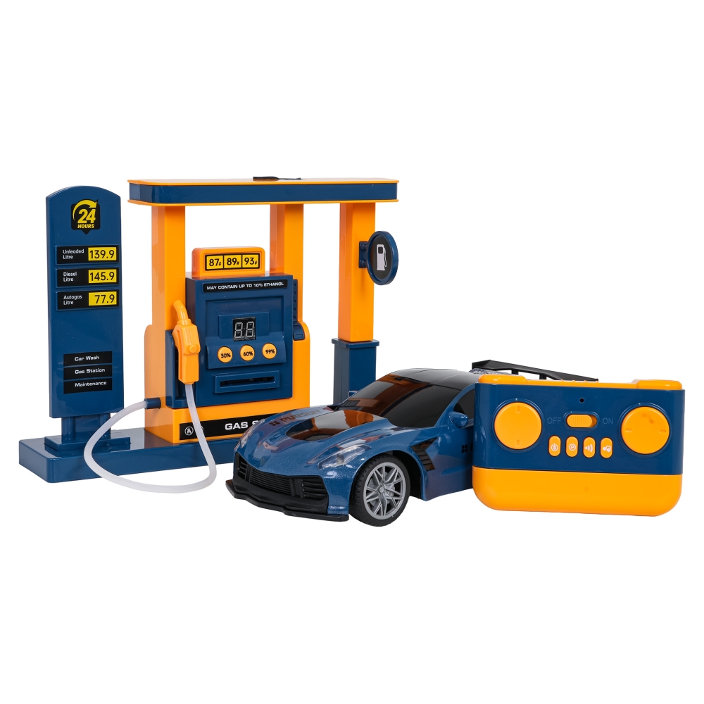 R/C sportiniai automobiliai + degalinė-Žaislai, Auto ir transporto žaislai, Valdomos radijo bangomis-e-vaikas